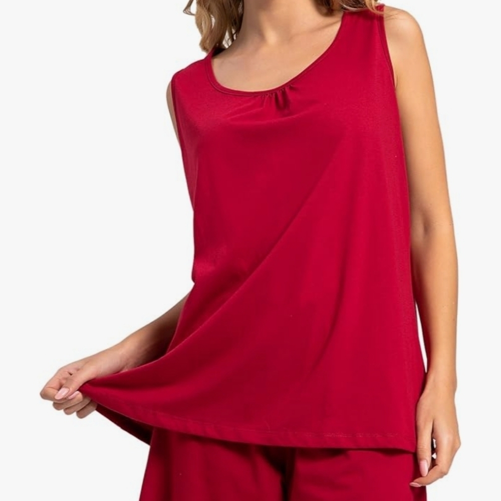 EnjoyNight Women's Cotton Tank Top Pajama Set, Super Soft!, Large, Never Worn - Picture 4 of 6